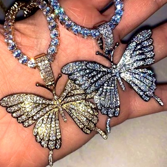 HP 🎉 Silver Diamond Pendant Necklace 2 Ways - Picture 2 of 4